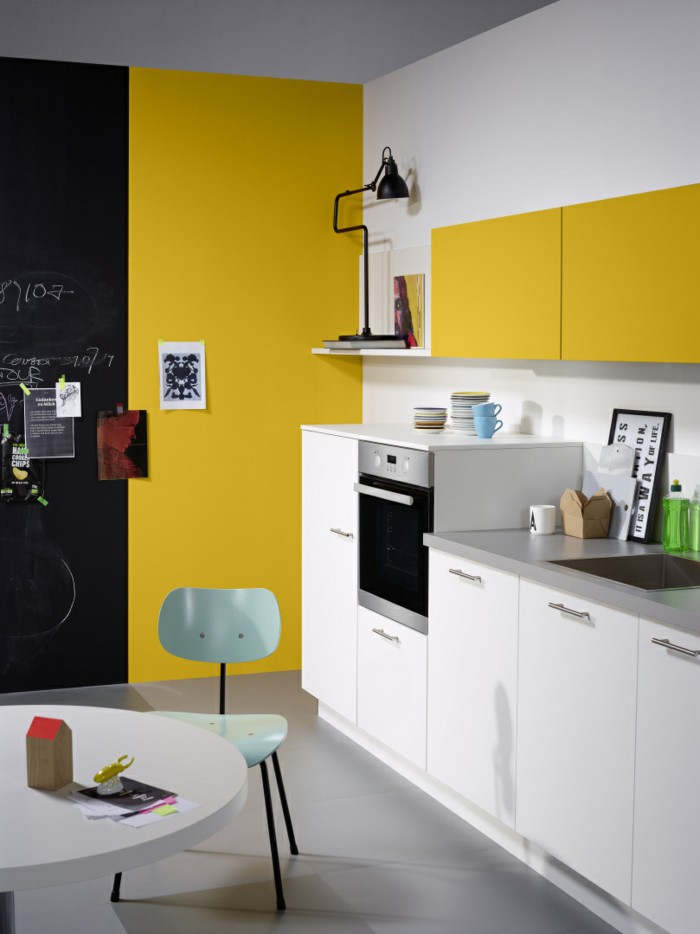 Kitchen with Yellow Accent Wall