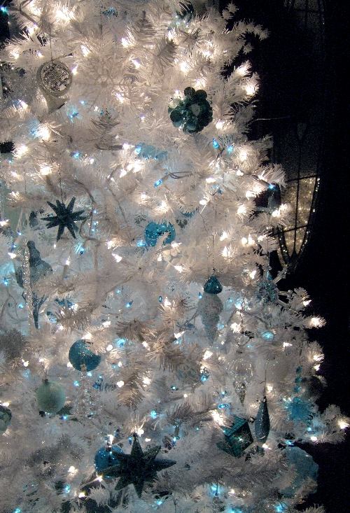 Light Blue and White Christmas Tree