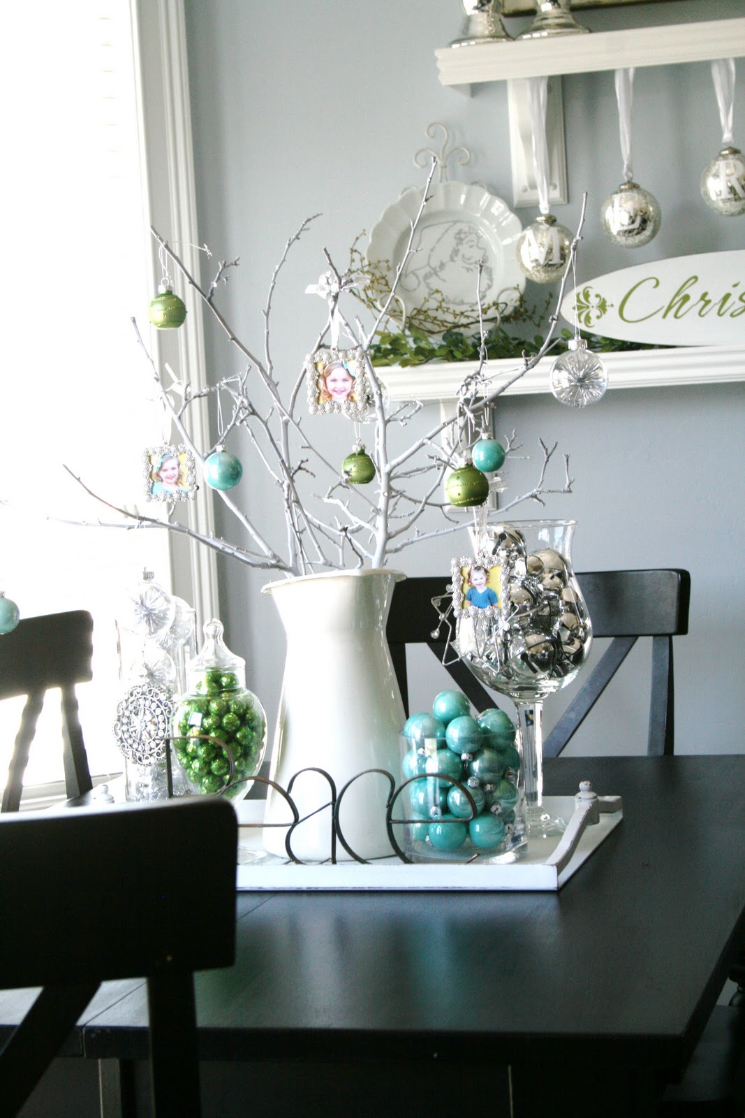 Turquoise and Silver Christmas Table Decor