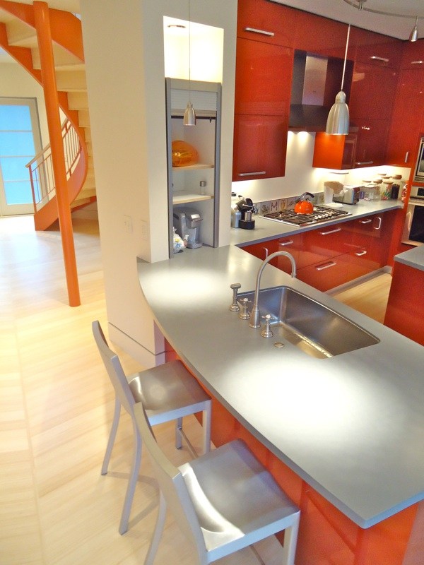 red kitchen modern design