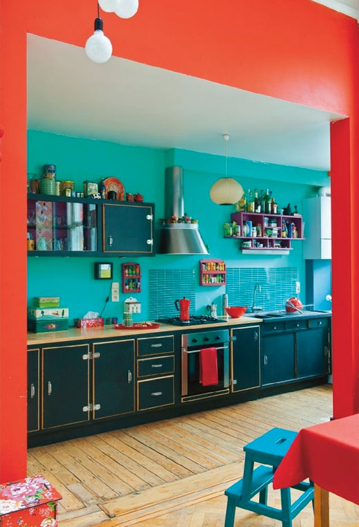 teal-and-red-kitchen-design