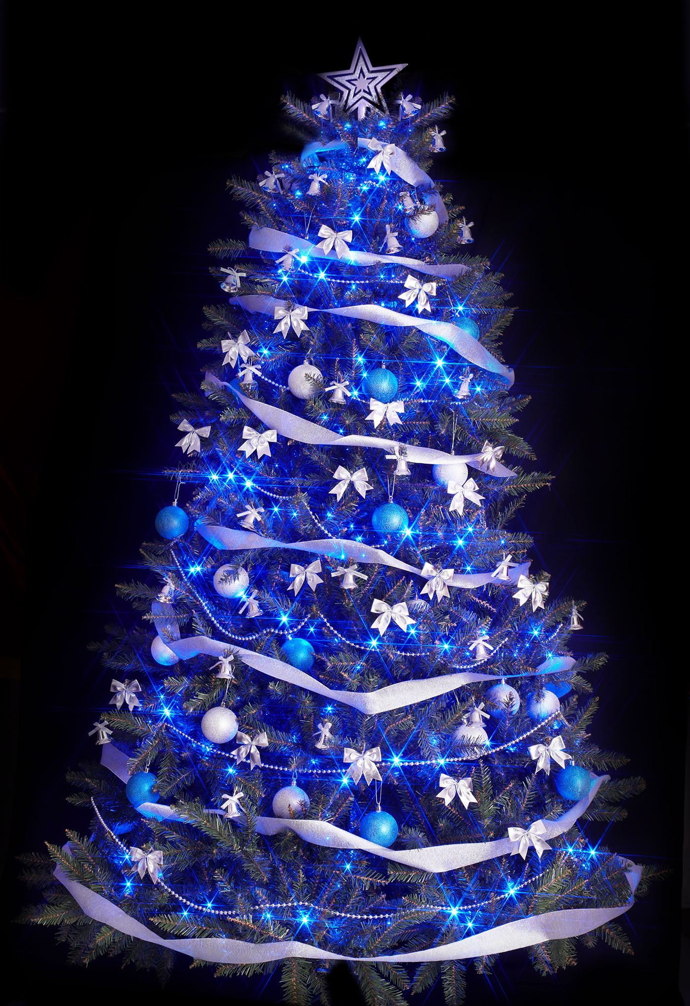 Christmas Tree Decoration Ideas Blue And Silver Ornaments ...